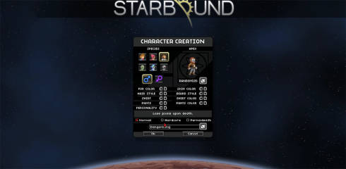 Starbound character creation